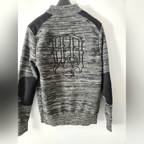HARLEY DAVIDSON Men's Wool Sweater with half zip, Logo back and sleeve.  Size M - Picture 1 of 11